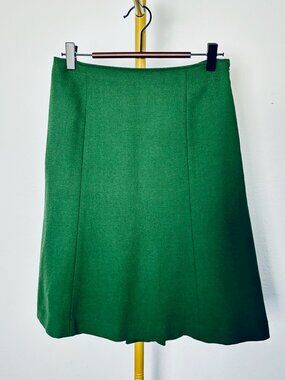 United Arrows Japan Vintage Forest Green Pleated Midi Skirt Minimalist 36